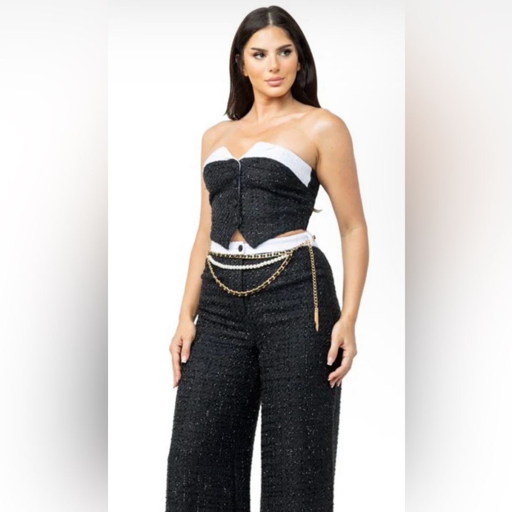 Black Wide Leg Jumpsuit with Sweetheart Neckline